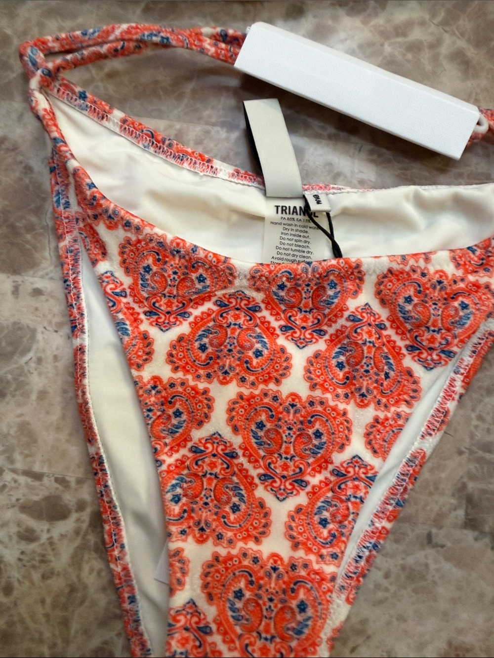 triangl swimwear Orange Paisley Print String Bikini - Picture 5 of 6